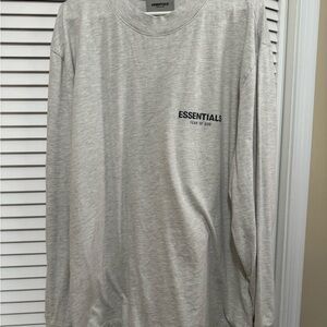 Essentials Gray Long Sleeve Tee Crew Neck